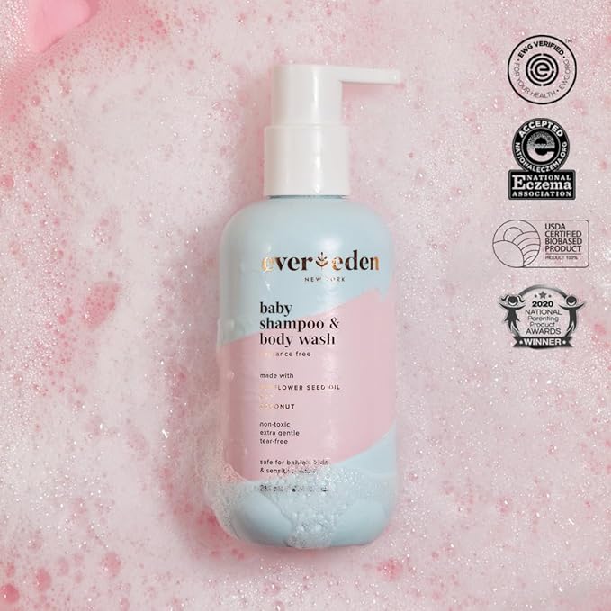 Evereden Baby Shampoo & Body Wash 2-in-1, 8.5 fl oz | Gentle, Non-Toxic, Fragrance-Free, Hydrating Formula for Sensitive Skin-Velvo Beauty