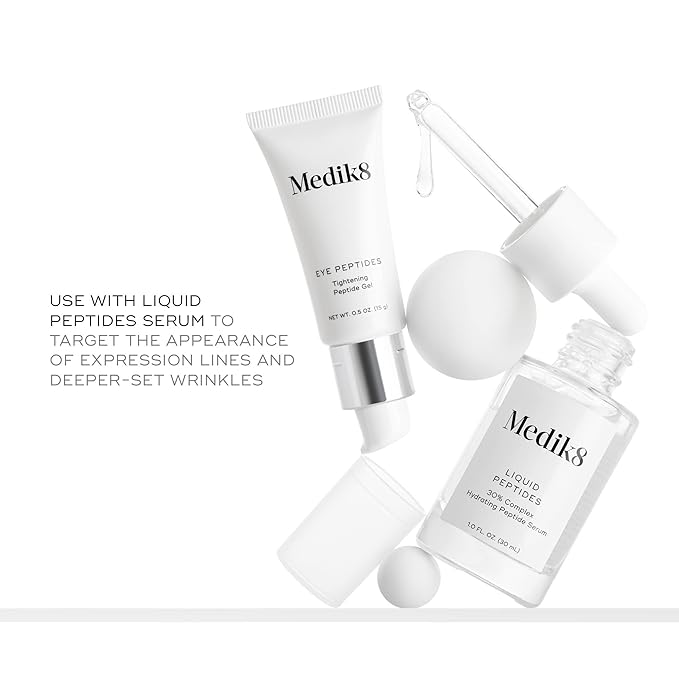 Medik8 Eye Peptides - Firming, Hydrating Daily Under Eye Skin Repair Gel - Smoothing, Tightening, Anti-Aging Treatment for Reducing Wrinkles - Plumping, Refreshing, Gentle Skin Regeneration - 0.5 oz-Velvo Beauty