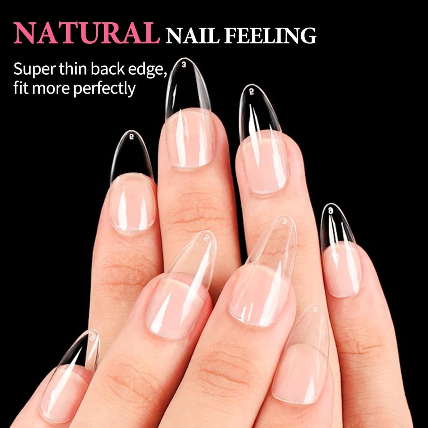 EBANKU Medium Almond Nail Tips, 550 Pcs Matte Clear Acrylic Press-on Nails, Pre-shaped Half Matte Full Cover Clear Acrylic Nails Gel Kit False Nail Tip Press on Nails for Nail Extension DIY Salon-Velvo Beauty