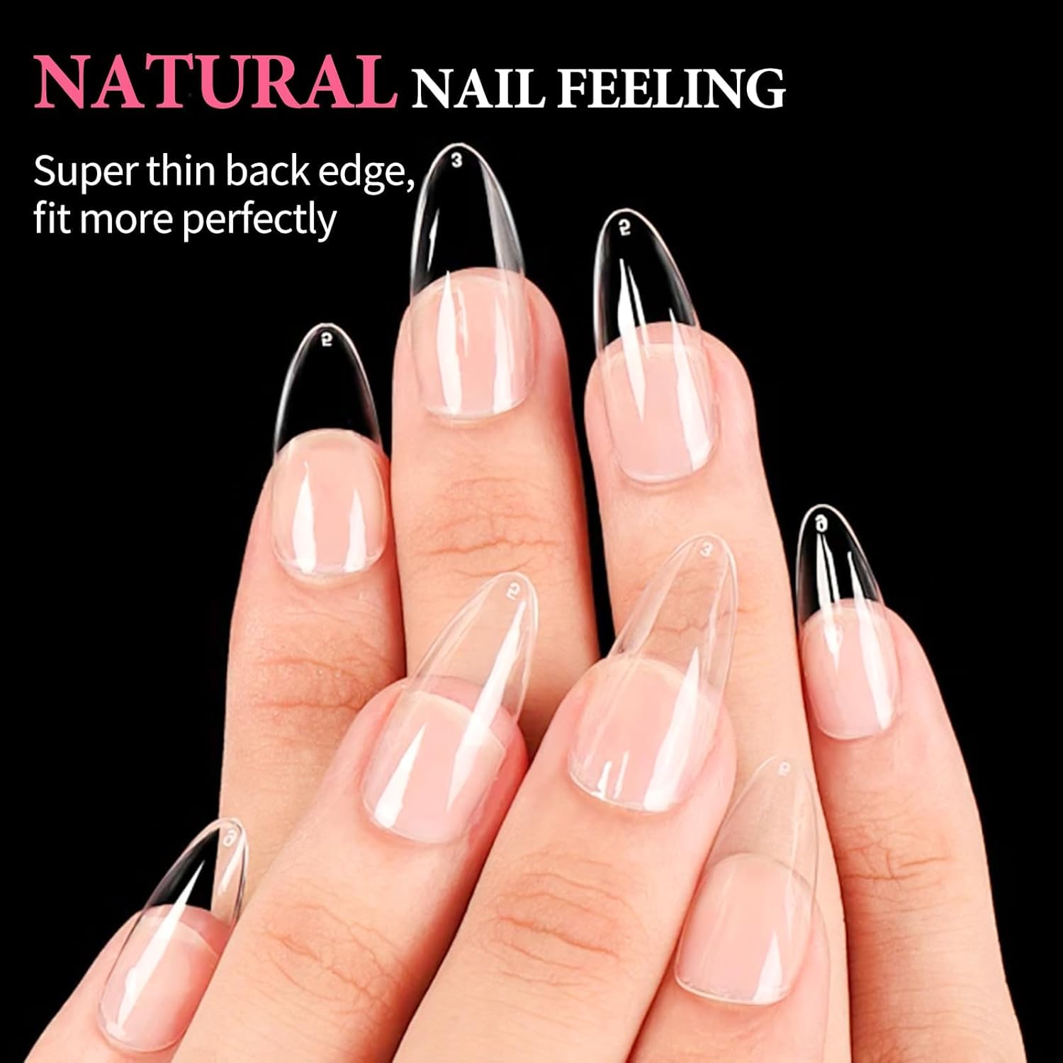 EBANKU Medium Almond Nail Tips, 550 Pcs Matte Clear Acrylic Press-on Nails, Pre-shaped Half Matte Full Cover Clear Acrylic Nails Gel Kit False Nail Tip Press on Nails for Nail Extension DIY Salon-Velvo Beauty