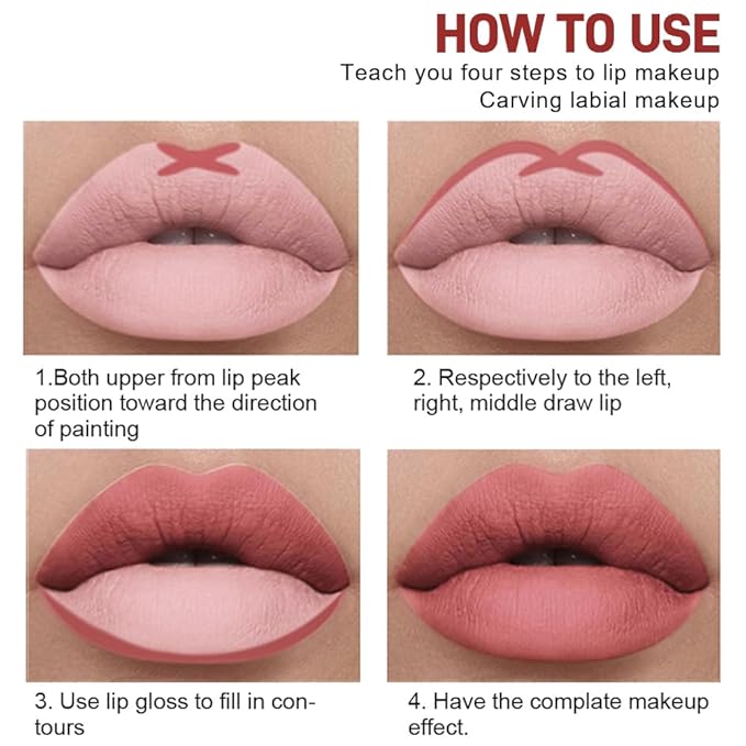 6 Colors Liquid Lipstick + Lip Liner Pen Makeup Set, Super Stay Matte Finish Lip Stain and Define Lip Liner Pencil Gift Set for Women, Longwear, Waterproof, 1PC Lip Glow Oil Include-Velvo Beauty