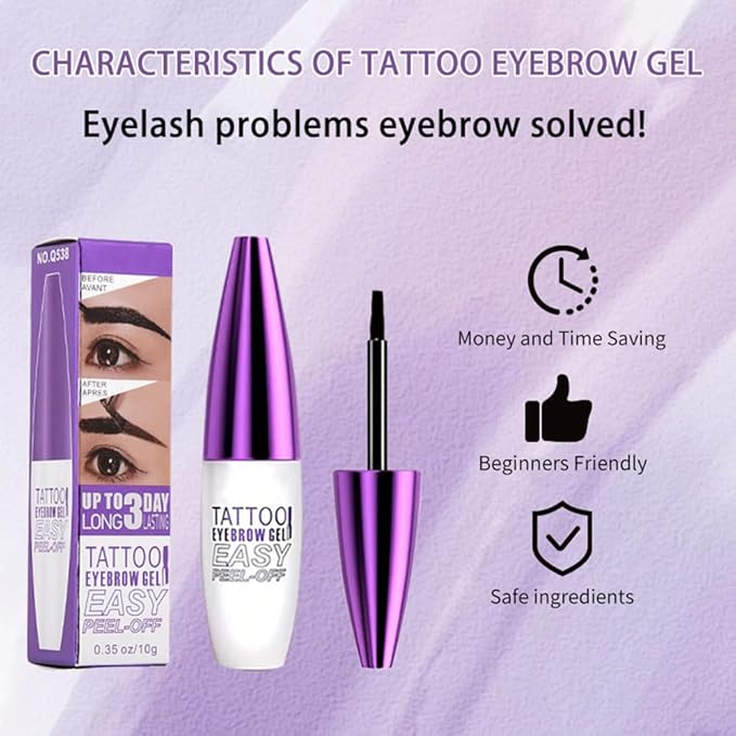 Peel Off Tattoo Brow Tint Gel - 2pcs Gray Brown Eyebrow Kit, Waterproof, Transfer-Proof & Sweatproof, Quick Peel Formula for Natural Fuller Brows, Mother’s Day Gifts for Women All Skin Types-Velvo Beauty