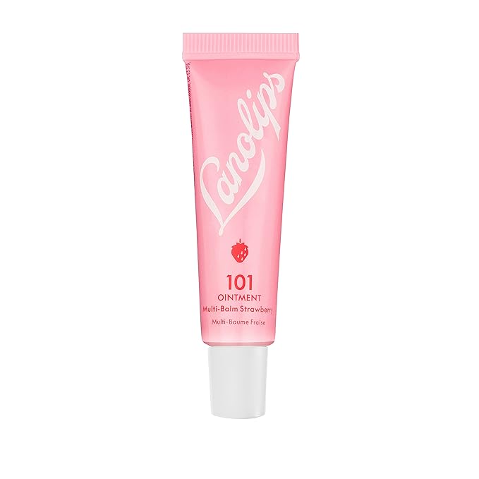 Lanolips 101 Ointment Multi-Balm, Strawberry - Fruity Lip Balm with Vitamin E Oil and Lanolin for Lip Hydration - Naturally Flavored Lanolin Lip Balm for Very Dry Lips - Dermatologist Tested (.35 oz)-Velvo Beauty