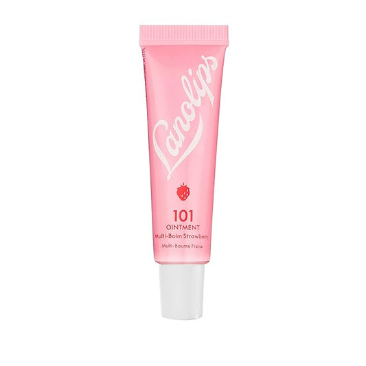 Lanolips 101 Ointment Multi-Balm, Strawberry - Fruity Lip Balm with Vitamin E Oil and Lanolin for Lip Hydration - Naturally Flavored Lanolin Lip Balm for Very Dry Lips - Dermatologist Tested (.35 oz)-Velvo Beauty
