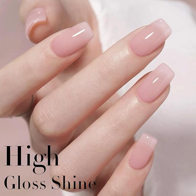 Double Rhythm Gel Polish Translucent Sheer Neutral Natural Light Milky Same Color Same Bottle 15ML Jelly Polish Art DIY at Home (Baby Pink-A1376)-Velvo Beauty