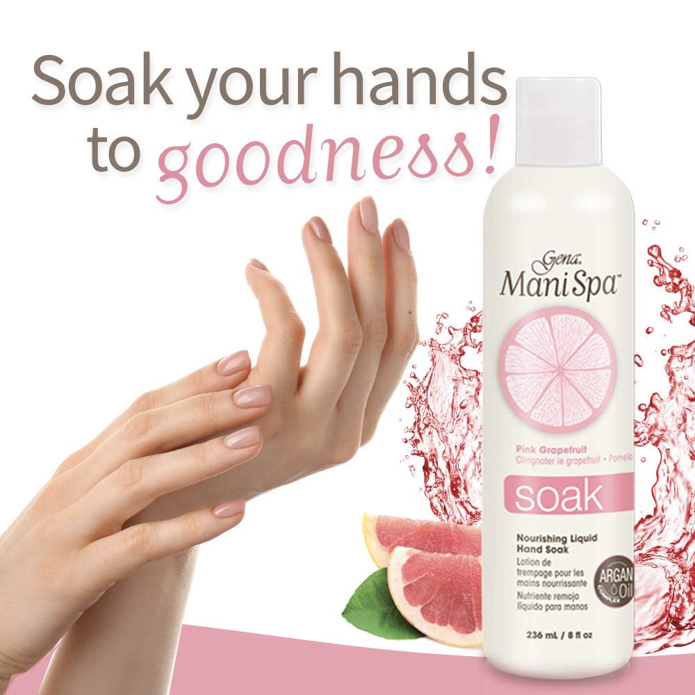 Gena Mani Spa Liquid Hand Soak | Softens, Moisturizes Hands, Nails, and Cuticles For Great Manicure Pre Treatment | Made in the USA |Grapefruit Scent |8 Oz-Velvo Beauty