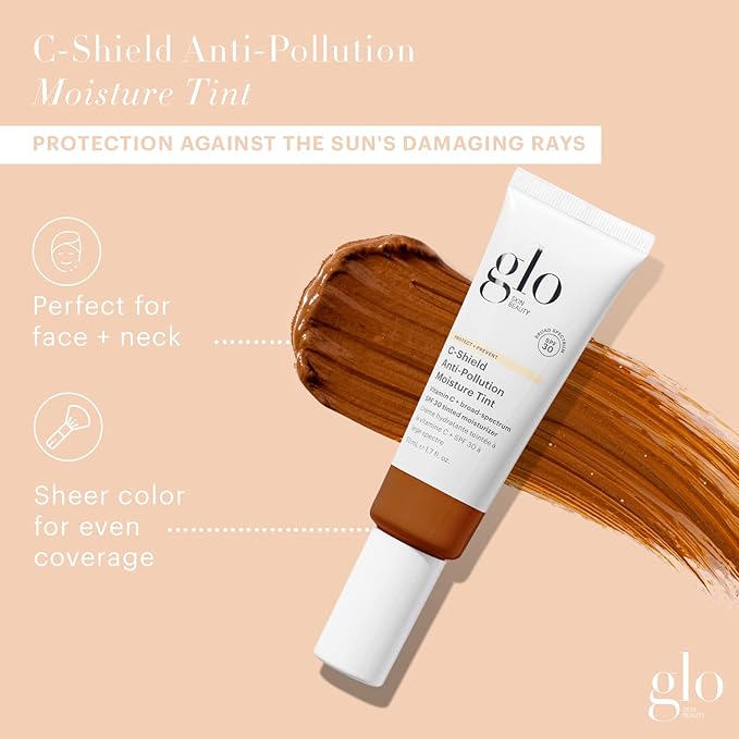 Glo Skin Beauty C-Shield Anti-Pollution Moisture Tint - Tinted Moisturizer With SPF 30 for Face, Broad Spectrum Protection & Vitamin C, 1.7 Oz (10W-Dark)-Velvo Beauty