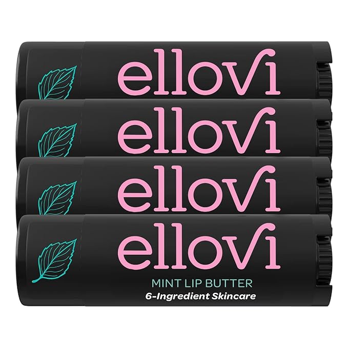 Natural Lip Butter Lip Balm - Mint - Pure Enough to Eat - Made With Just 6 Vegan Ingredients - Moisturizing Lip Care for All Day Hydration (4-Pack)-Velvo Beauty