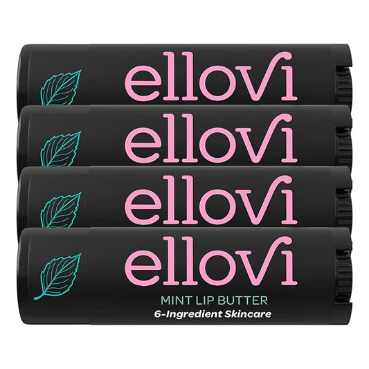 Natural Lip Butter Lip Balm - Mint - Pure Enough to Eat - Made With Just 6 Vegan Ingredients - Moisturizing Lip Care for All Day Hydration (4-Pack)-Velvo Beauty