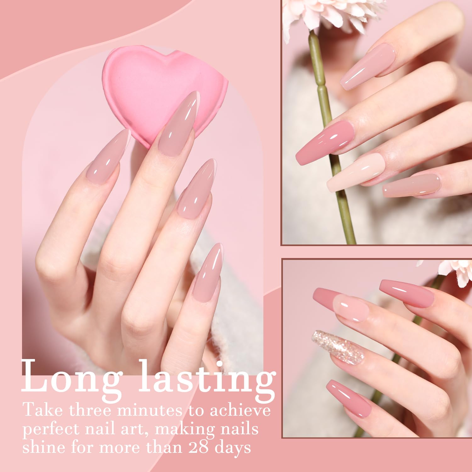 Nude Gel Nail Polish Set, 10 Colors Neutral Gel Polish Nude Pink Skin Tone Glitter Nail Polish Gel Starter Kit Soak Off All Season LED Manicure DIY Salon Gifts for Women Girls-Velvo Beauty