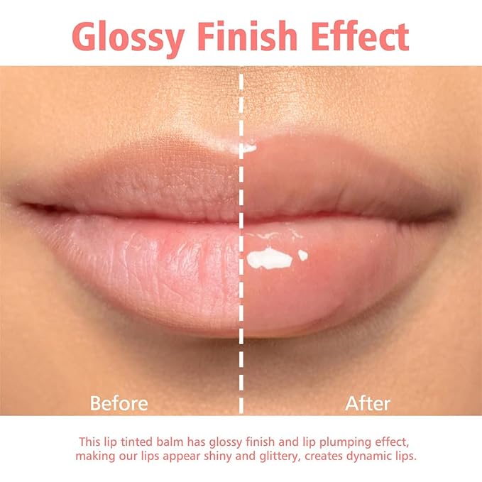 GECOMO Lip Glowy Balm, Moisturizing Lip Gloss, Nourishing Glossy Transparent Plumping Oil, Non-sticky Tinted Toot Lip Balm for Lip Care (GRAPEFRUIT) 0.35oz-Velvo Beauty