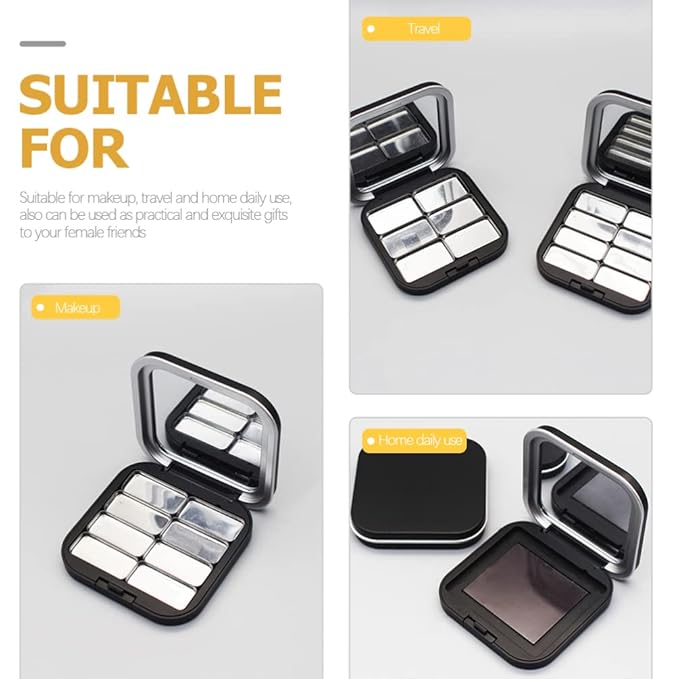 2pcs Empty Magnetic Eyeshadow Palette, Small Makeup Palette Lipstick Compact Containers Cosmetic Sample Storage Cases Magnetic Pallete for Makeup-Velvo Beauty