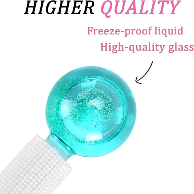 Ice Globes for Facials- Freezer Free Face Rollers with Essence for Daily Beauty Routines, Skin Massagers Globes Durable Quartz Glass for Reduce Puffiness Skin Cooling (Update Green)-Velvo Beauty