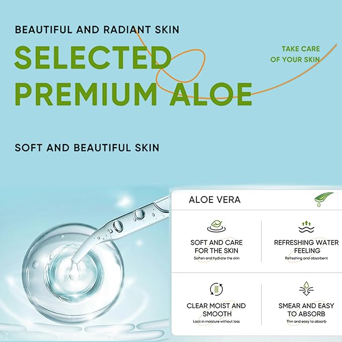 Aloe Vera Daily Skin Care Set Daily Moisturizing & Nourishing Fresh Aloe Essence Skin Care Set Vitamin Essence Six-piece Set For Valentine's Day And Festival Day-Velvo Beauty