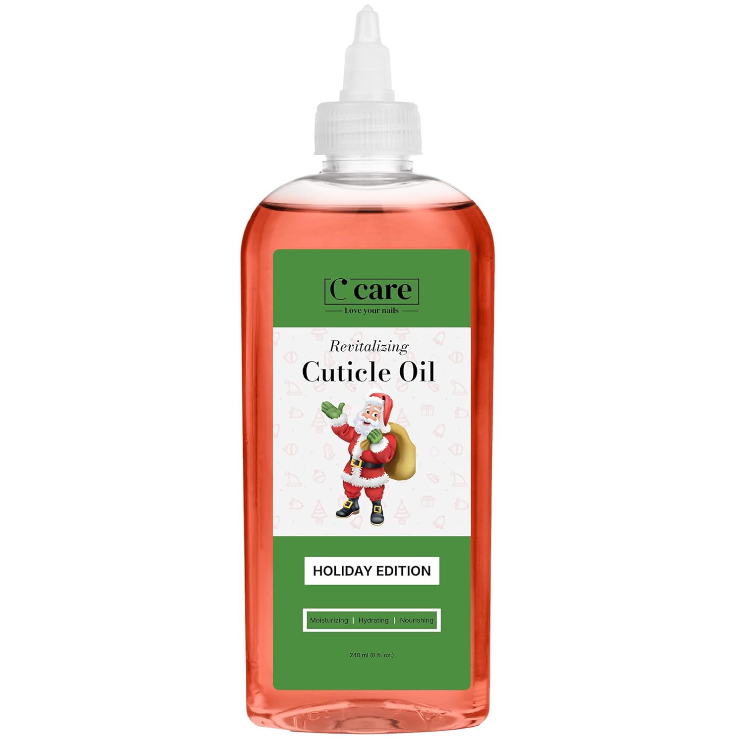 C CARE Holiday Edition Cuticle Oil For Nails - Repairs Cuticles Overnight - Moisturizes and Strengthens Nails and Cuticles - Dropper & Brush included - 8oz-Velvo Beauty