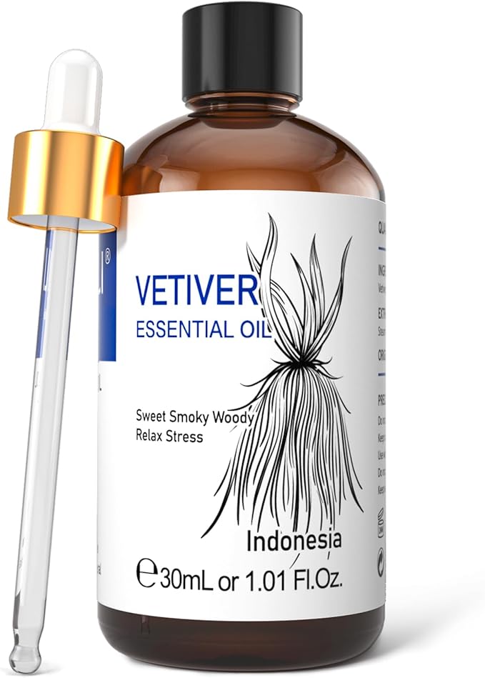 HIQILI 1 Fl Oz Vetiver Essential Oil, 100% Pure Natural for Skin, Candle Making - 30ml-Velvo Beauty
