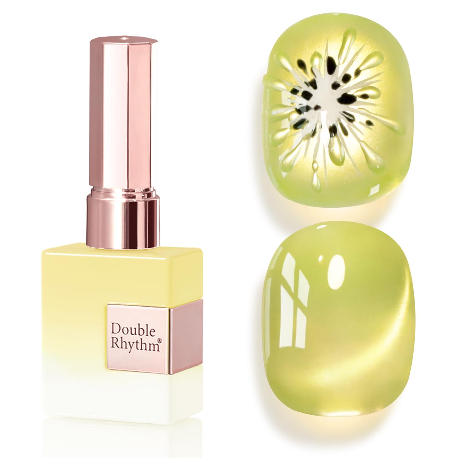 Double Rhythm 15ML Ice Glass Cat Eye Gel Polish with Magnet Holographic Glitter Shimmer Translucent Sheer Color Salon Soak Off Magnetic Nail at Home (Green Gold-MC1246)-Velvo Beauty