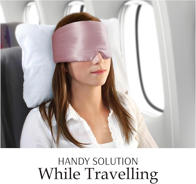 Zenssia 100% Mulberry Silk Sleep Mask Eye Mask for Man and Woman with Adjustable Headband, Full Size Large Sleep Mask & Blindfold for Total Blackout for All Night Sleep, Travel & Nap- Light Plum-Velvo Beauty