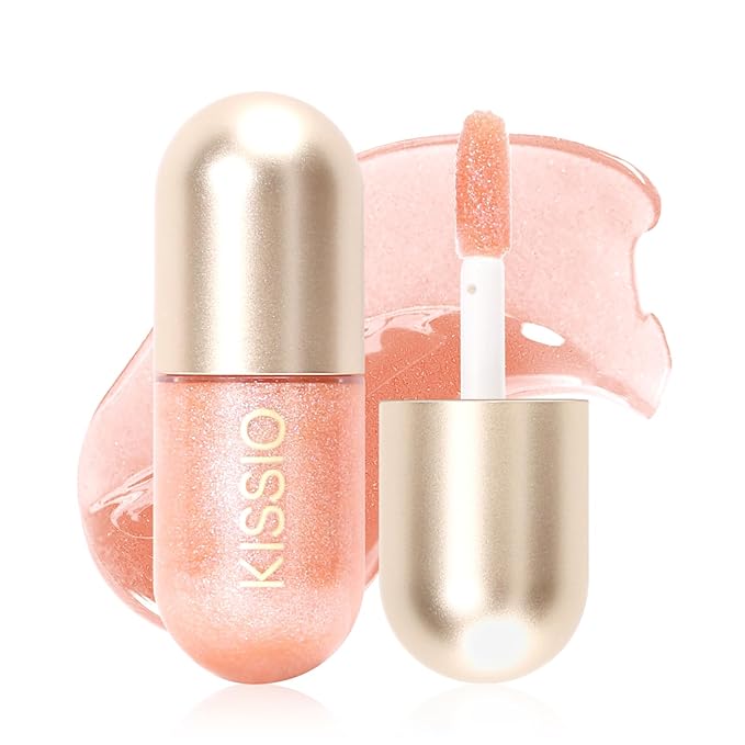 KISSIO Lip Plumper,Color Lip Plumper Gloss,Shimmer,Lip Enhancer,Plant Extracts Plumping Lip Serum,Moisturizing Lip Gloss for Fuller Lips and Hydrated Beauty Lips 5.5ml (01 Lemonade)-Velvo Beauty