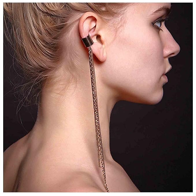 Boho Chain Tassel Earrings Gold Long Drop Dangle Earrings Dangle Chain Earrings Vintage Long Earrings Punk Earrings Jewelry for Women and Girls-Velvo Beauty