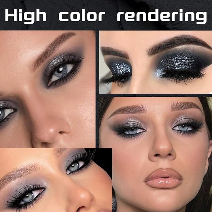 15 Colors Black Gray Silver Matte Shimmer Eyeshadow Palette for Eye Makeup,High Pigmented Brown White Eye Shadow Primers Powder Palet de sombras de ojos-Velvo Beauty