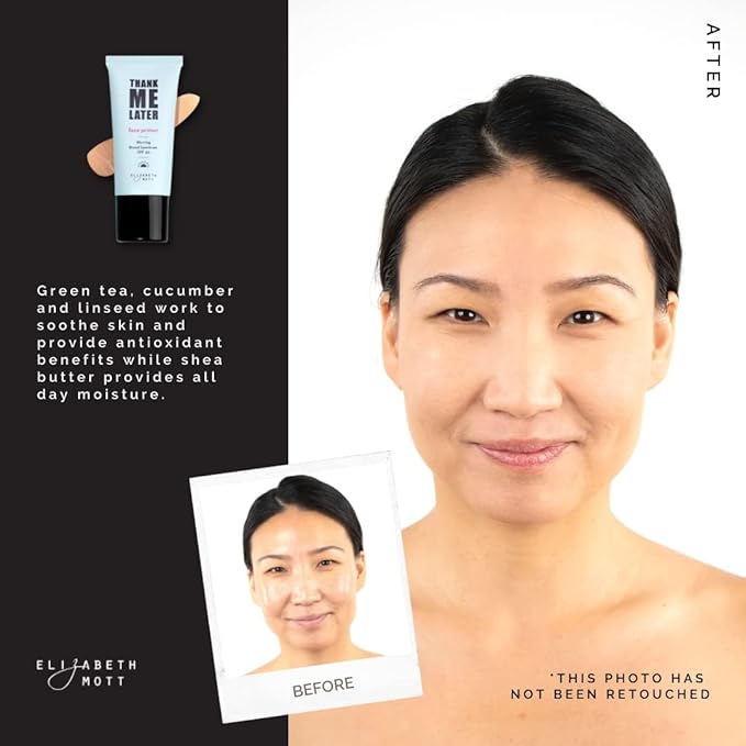 Elizabeth Mott Thank Me Later Blurring Face Primer SPF 30 – Lightweight, Hydrating Makeup Primer - Smooths Fine Lines & Wrinkles for a Soft-Focus Finish – Mineral-Based, Cruelty-Free Formula – 30g-Velvo Beauty