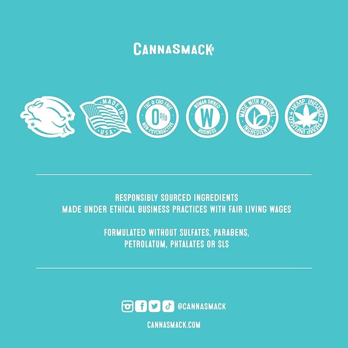 CannaSmack Natural Hemp Lip Balm - Sooth, Protect, & Moisturize Your Lips. 5 Flavors - Mango, Tropical, Peach, Berry, & Cherry - Beeswax, Hemp Seed Oil, Coconut Oil, & Vitamin E - Cruelty Free-Velvo Beauty