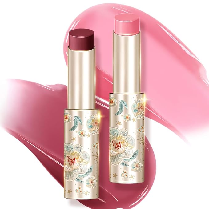 CATKIN Glossy Lip Balm Ultra Hydating Glow Lip Tinted Jelly Plump Melting Balm Shea Butter Repair Soothing For Dry Lips Dewy Finished 0.12 oz 2pcs Set 02-Velvo Beauty