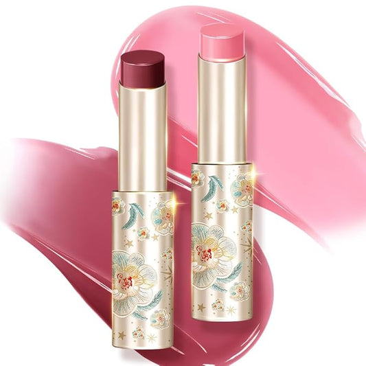 CATKIN Glossy Lip Balm Ultra Hydating Glow Lip Tinted Jelly Plump Melting Balm Shea Butter Repair Soothing For Dry Lips Dewy Finished 0.12 oz 2pcs Set 02-Velvo Beauty