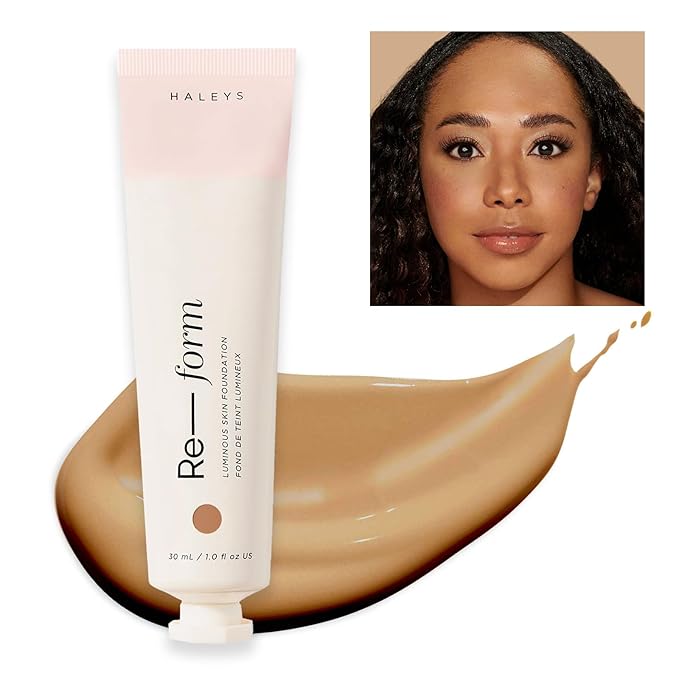 HALEYS Re-form Luminous Skin Foundation, VEGAN + CRUELTY-FREE, Blurs, Conceals, Blendable, Buildable Med-to-Full Coverage, Weightless, Oil-free, All-Day Wear, Hyaluronic Acid, All skin types (6.5)-Velvo Beauty
