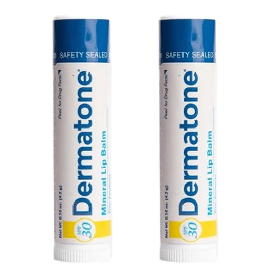 Dermatone Mineral Lip Balm SPF 30 | Moisturizing, Reef Safe, Oxybenzone Free | Broad Spectrum Sunburn Protection | Zinc Oxide Lip Sunscreen | Lip Balm with Sunscreen SPF 30 | 0.15 oz (2-Pack)-Velvo Beauty