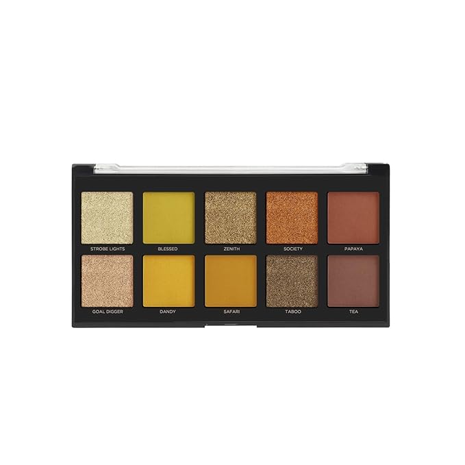 Profusion Cosmetics 10 Shade Eyeshadow Palette - High Pigmented Multi-Finish Colors, Vegan & Cruelty-Free, Create Stunning Looks On-the-Go - Travel-Friendly & Versatile Makeup, Citrine-Velvo Beauty