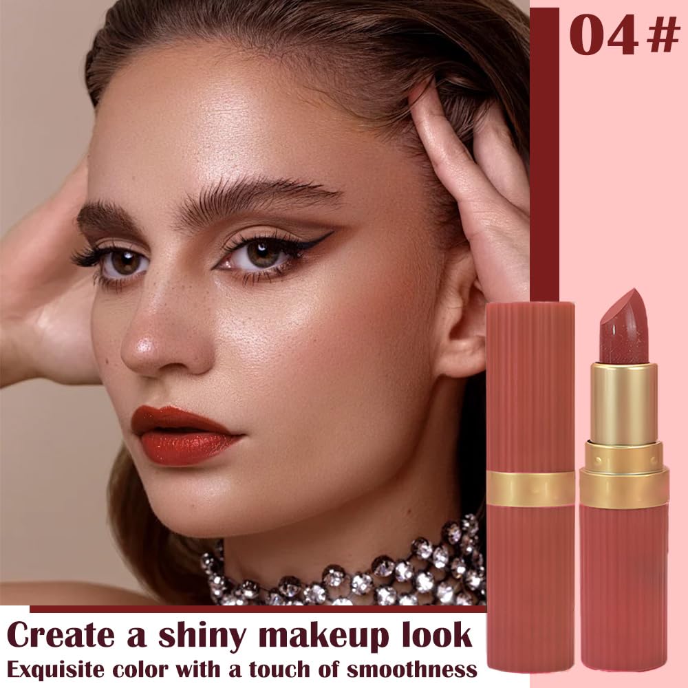 Red Metallic Lipstick for Women,Lightweight Shimmer Frosted Lipstick,Glitter Lip Gloss Stain Long Lasting Waterproof Smudge Proof 24 Hour Full Coverage Lip Makeup,Vegan-Velvo Beauty