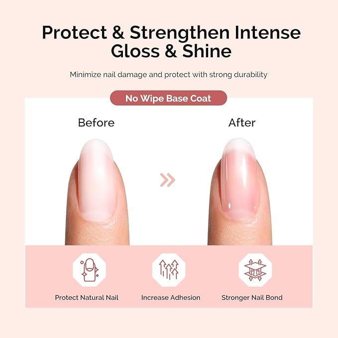 MelodySusie Base Coat Long Lasting Soak Off UV LED Nail Lamp Nail Polish Art Design Manicure Kit Perfect Gifts for Women Girls 1 Pcs 15ml-Velvo Beauty