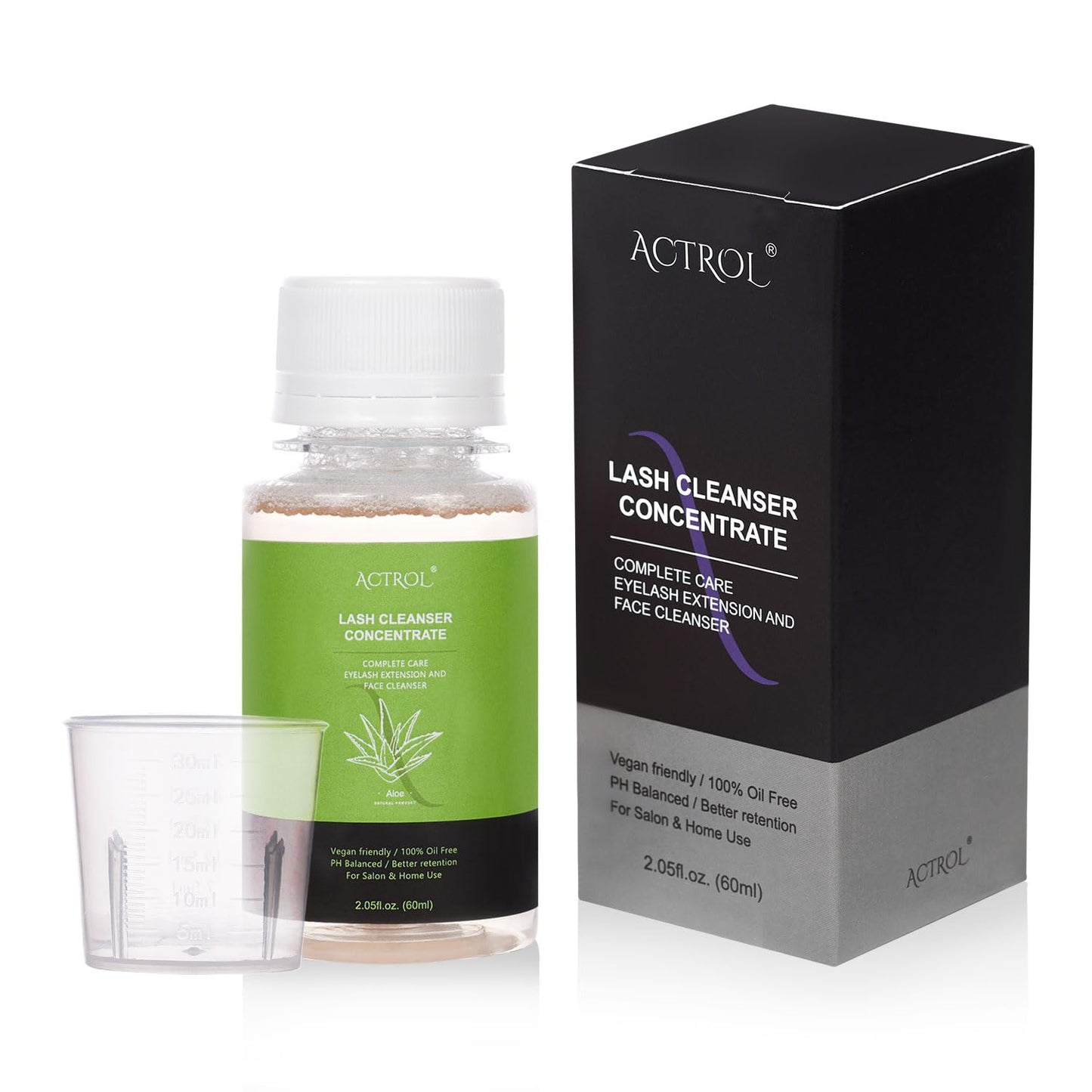 Eyelash Cleanser Concentrate 60ml Aloe Professional Lash Shampoo Foaming Cleanser DIY Wash for Extensions Lashes with Salon Home Care-Makes 6 Bottles-Velvo Beauty