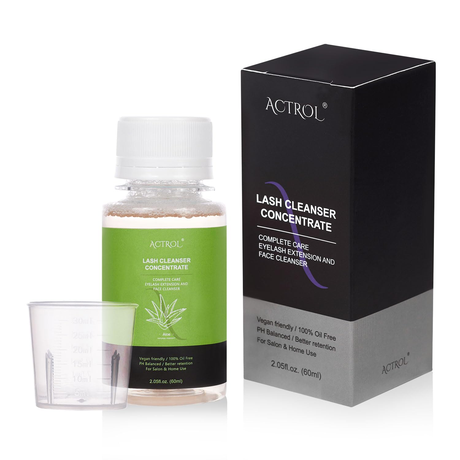 Eyelash Cleanser Concentrate 60ml Aloe Professional Lash Shampoo Foaming Cleanser DIY Wash for Extensions Lashes with Salon Home Care-Makes 6 Bottles-Velvo Beauty