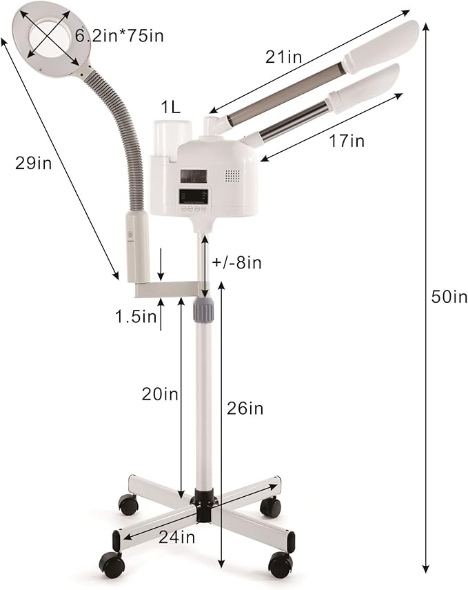 Professional Facial Steamer 3 in 1 Steamer for Face with Hot & Cold Nozzle 5X LED Magnifying Lamp Facial Steamer for Esthetician Beauty Face Equipment Use at Home or Salon-Velvo Beauty
