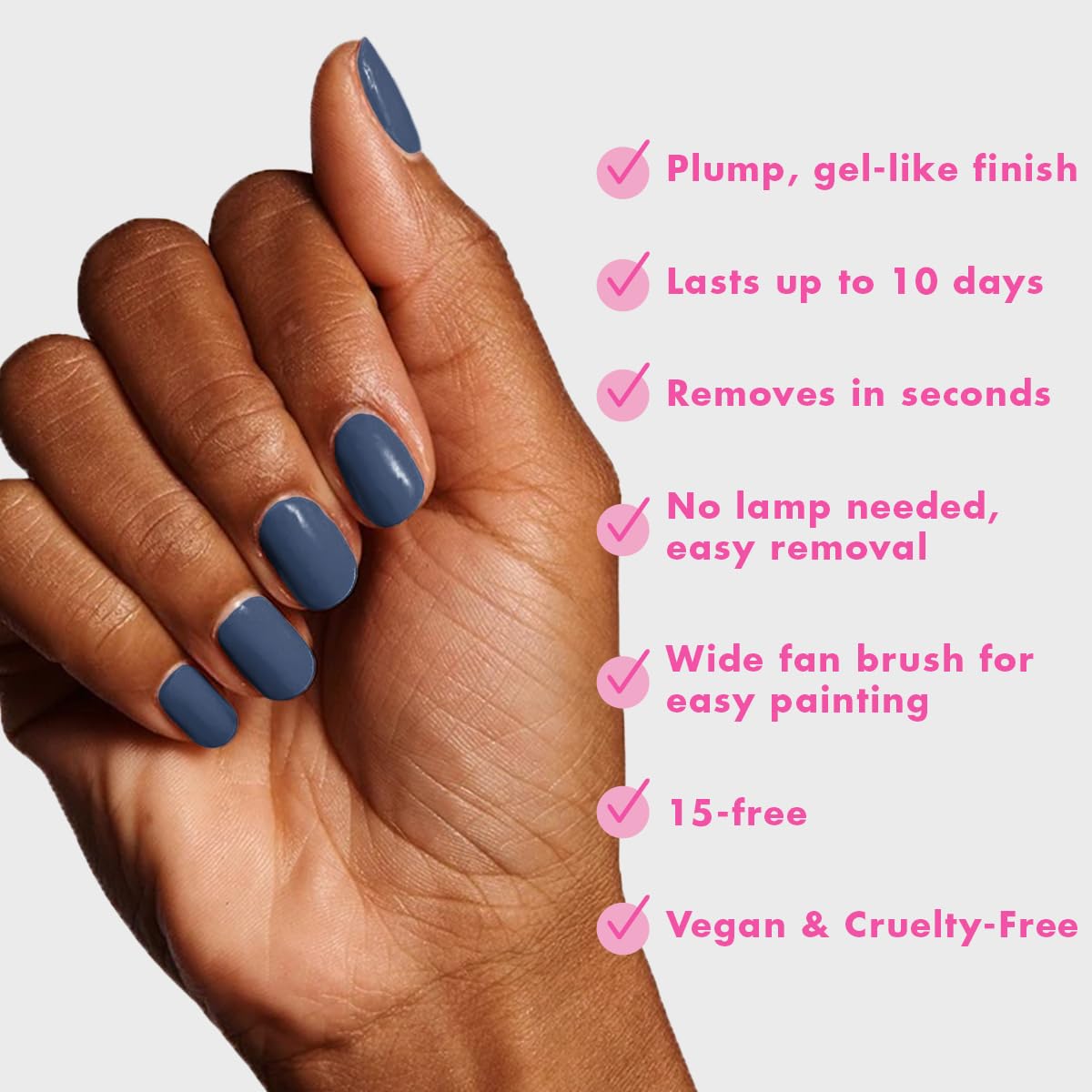 Olive & June Long Lasting Nail Polish | Gel-Like Finish No Lamp Needed | Lasts up to 10 days |Salon-Quality Color at Home |15-Free Vegan Cruelty-Free Chip-Resistant Shine |Social Studies Gunmetal Blue-Velvo Beauty