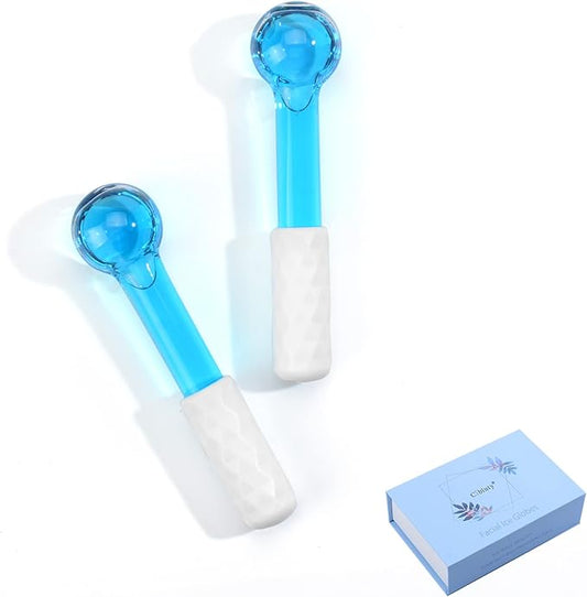 ICE GLOBES SMALL BALLS for Eyes, 2 PCS Blue Facial Globes for Massage Tool, Facial Roller Cold Skin Massagers, Tighten Skin, Reduce Puffiness and Dark Circles, Enhance Circulation-Velvo Beauty