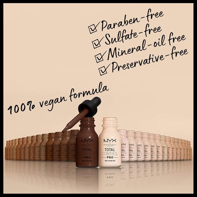 NYX PROFESSIONAL MAKEUP Total Control Pro Drop Foundation, Skin-True Buildable Coverage - Light Porcelain-Velvo Beauty