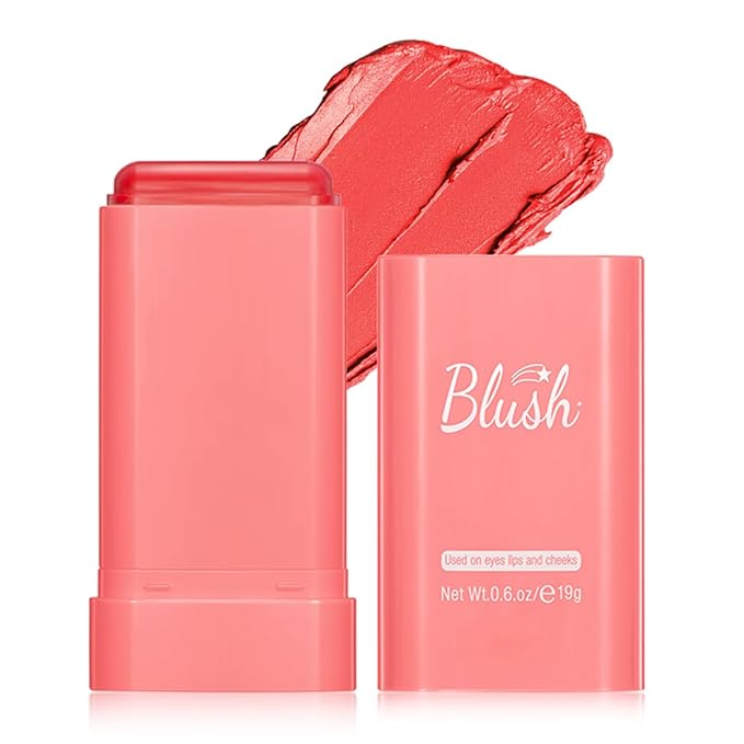 Multi-Use Makeup Blush Stick, 3-in-1 Cream Blush Stick Beauty Tinted Solid Blush Stick for Cheek/Eyes/Lips, Waterproof Moisturizer Stick, Suitable for All Skin (03# Orange)-Velvo Beauty