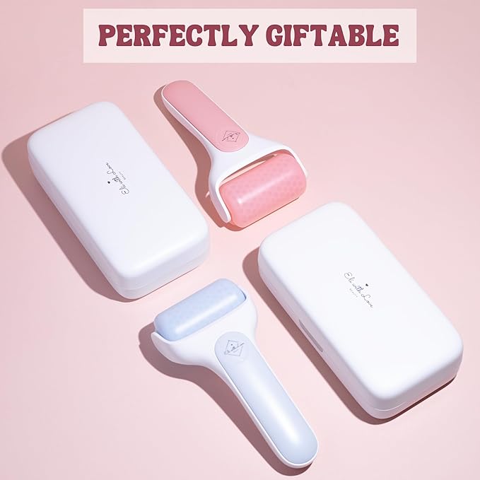 Facial Ice Roller for Face Premium with Carry Case and 2X Rollers for Long Lasting Cold - Eye Roller for Puffy Eyes & Cold Massage for Migraines (Ice Roller)-Velvo Beauty