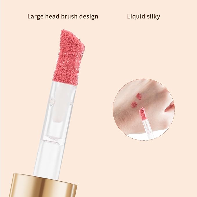 Face Blush with Brush Liquid Blush for Cheeks Long Lasting & Smooth Creamy Formula Lightweight Blush Stick Blush Wand Crystal Pink-Velvo Beauty