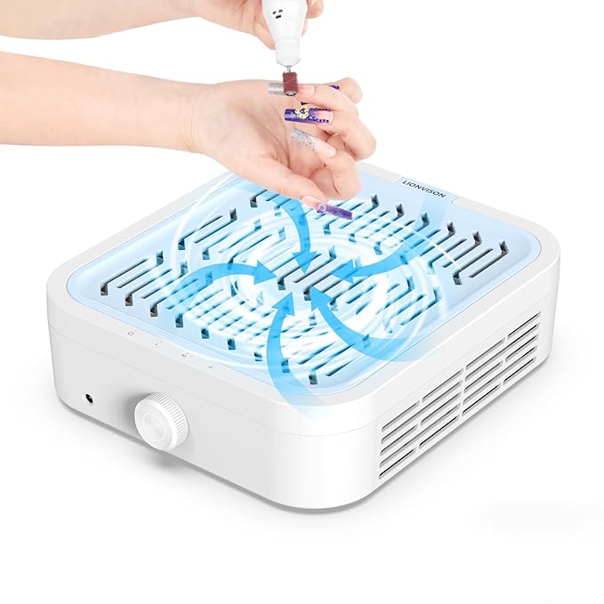 LIONVISON Nail Dust Collector for Salons: Manicure Pedicure Tool for Beginners DIY Nail Tech With Reusable Filter-Velvo Beauty