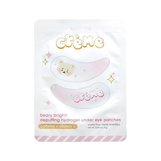 The Crème Shop Boba Bears Beary Bright Depuffing Hydrogel Under Eye Patches, Hydrating Under Eye Patches, Under Eye Patches for Puffy Eyes (Pack of 3)-Velvo Beauty