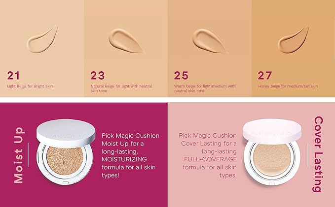 MISSHA Magic Cushion Foundation No.23 Natural Beige for Light with Neutral Skin Tone Flawless Coverage,Dewy Finish,Easy Application for All Skin Types-Velvo Beauty