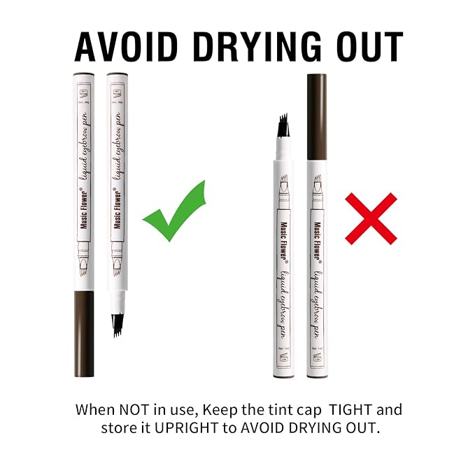 Music Flower Eyebrow Pencil, Liquid Eyebrow pen, Waterproof Brow Pen with Micro-Fork Tip, Fine Sketch Long Lasting Smudgeproof Microblading Pen - Chestnut-Velvo Beauty