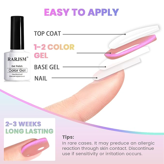 RARJSM Aurora Glitter Cat Eye Gel Nail Polish Set 6Pcs Nude Pink Light Purple Gold Brown Green Blue Galaxy Mermaid Glitter Cateye Gel Polish with Magnetic Stick UV LED Curing Require Home Salon-Velvo Beauty