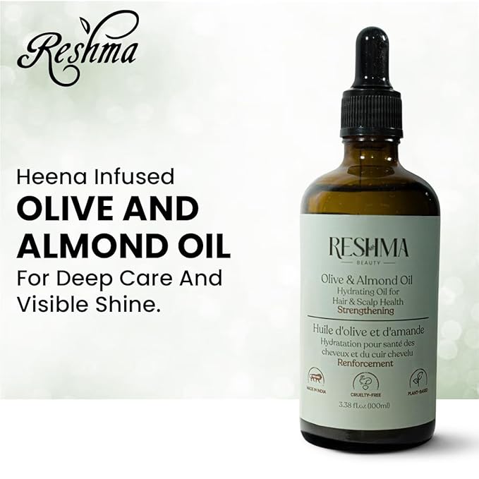 Reshma Beauty Olive & Almond Oil – Henna Infused Hydrating Oil for Hair & Scalp Health | Strengthens & Softens-Velvo Beauty