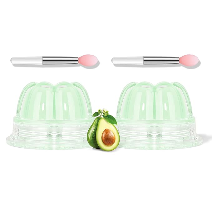 2Pc Jelly Lip Mask Overnight,Fruity Avocado Lip Sleeping Mask Day Night Repair Kawaii Lip Balm Hydrate Plump Dry Lip Scrubs Exfoliator,Lip Care Lip Moisturizer with Collagen-Avocado-Velvo Beauty